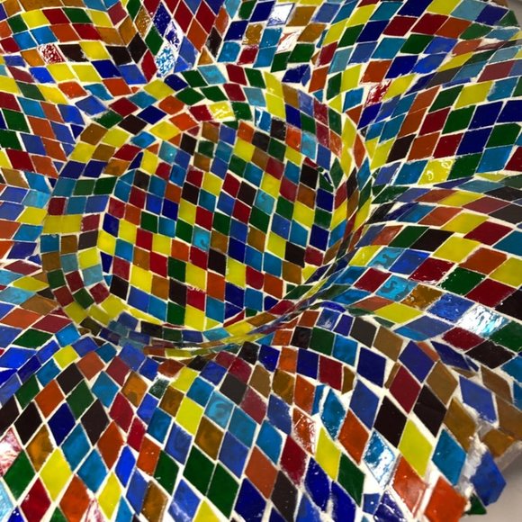 COPY - Wave shaped Mosaic Glass Bowl. Multicolored